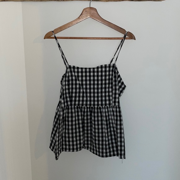 Plaid Gingham Peplum Tank Top - Picture 2 of 7